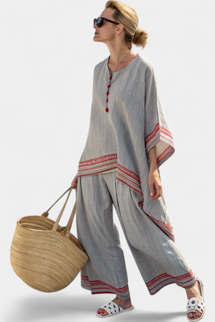 Faelith — Embroidered Wide-Leg Set