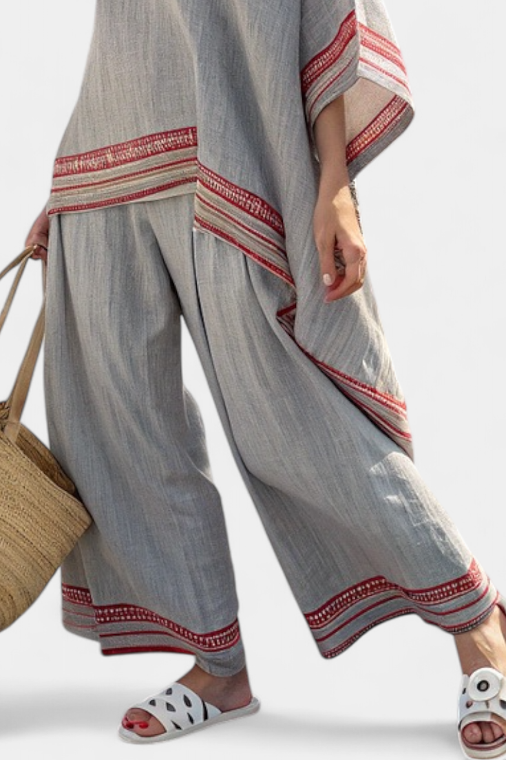 Faelith — Embroidered Wide-Leg Set