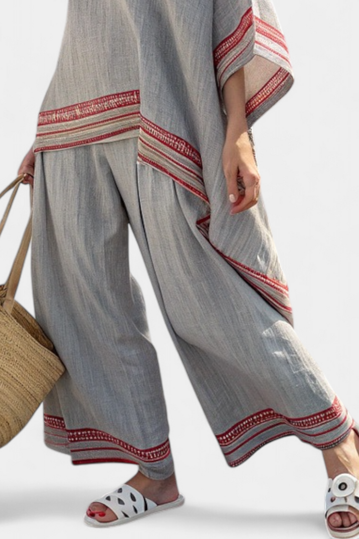 Faelith — Embroidered Wide-Leg Set