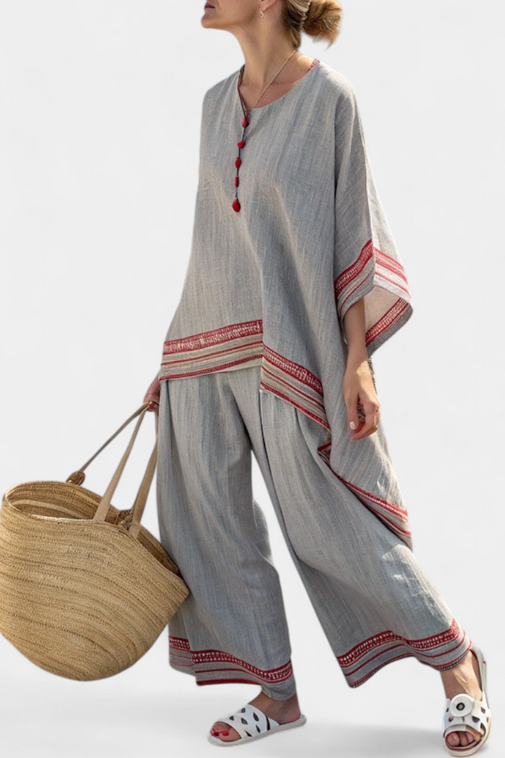 Faelith — Embroidered Wide-Leg Set