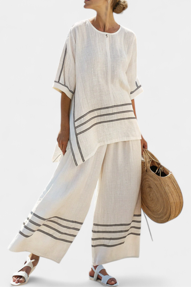 Faelith — Striped Wide-Leg Set