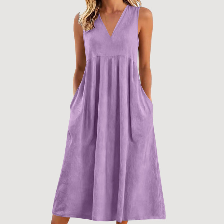 Sienna | V-Neck Casual Dress – Relaxed Flow Fit