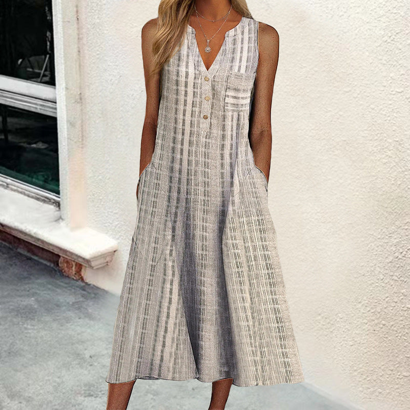 Noelle | Textured Casual Dress – Relaxed Button Fit