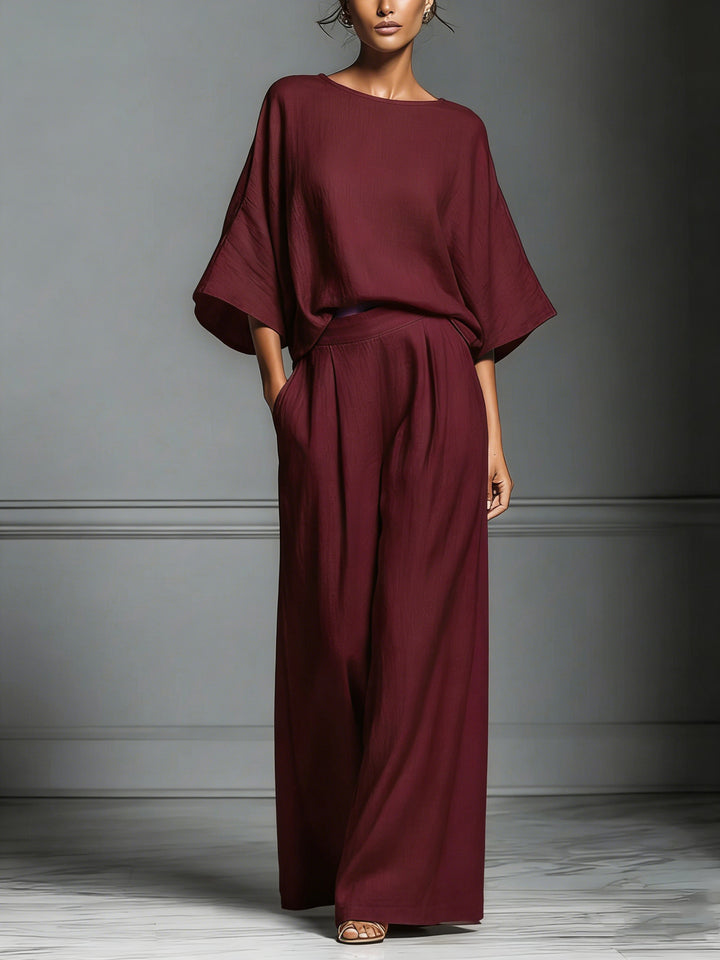 Selvara | Elegant Linen Flare-Sleeve Set