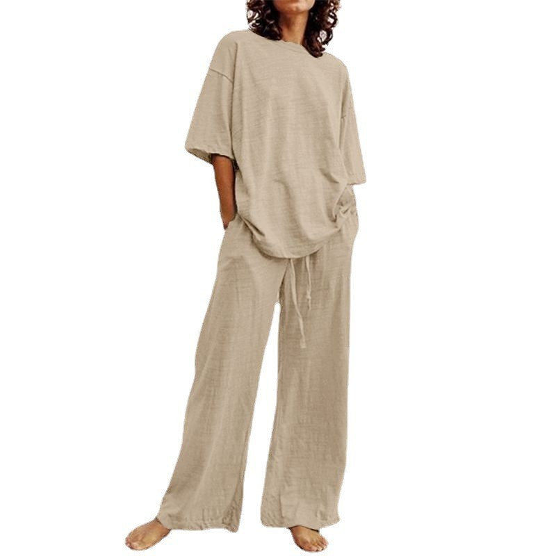 Breezy Days — Relaxed Short-Sleeve Top & Wide-Leg Pants Set