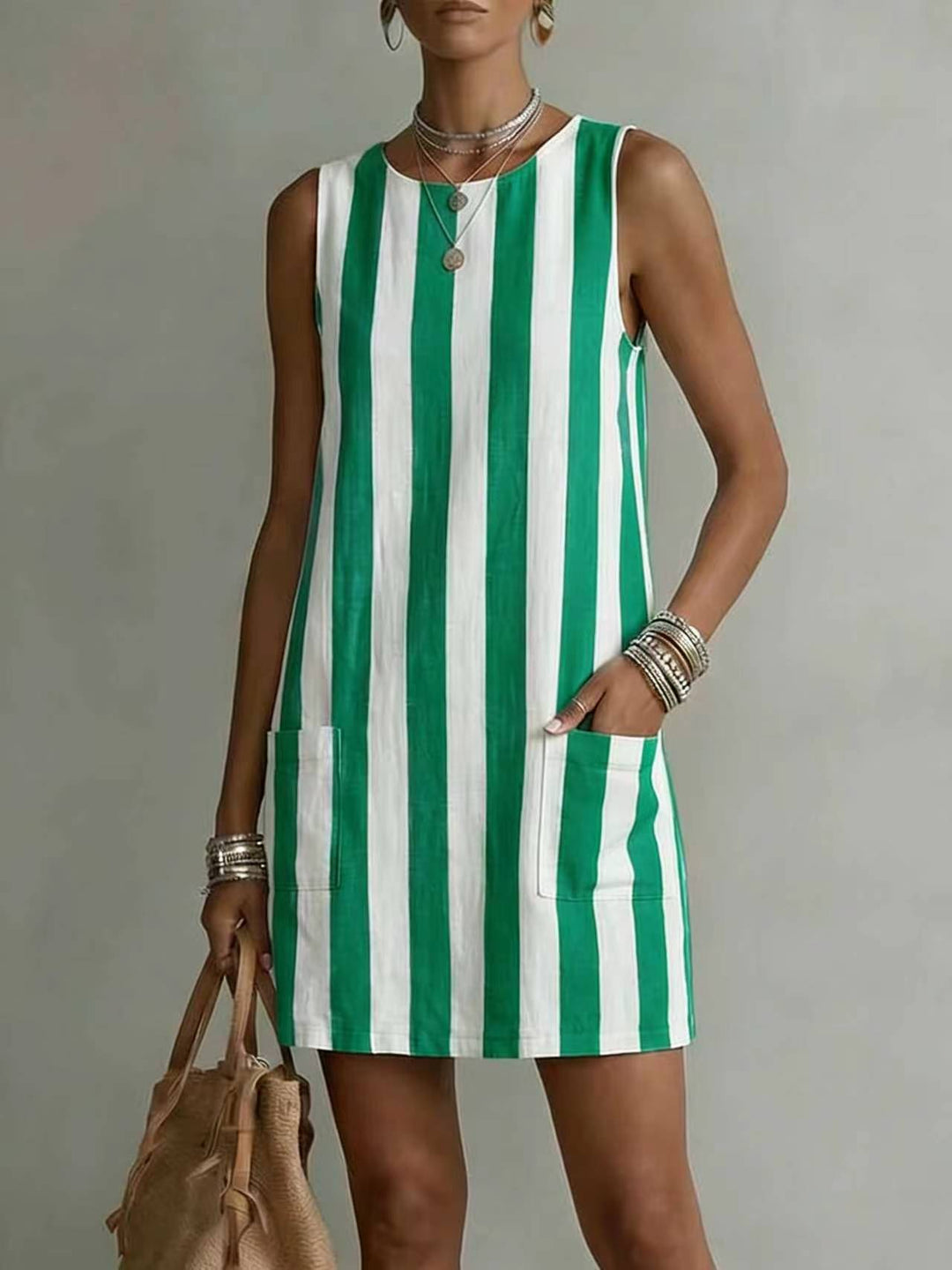 Zayvia - Effortless Stripe Midi Dress