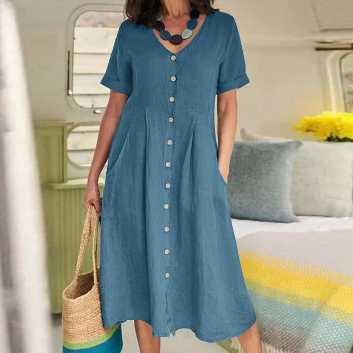 Ease Grace | Effortless High-Waist Midi Dress