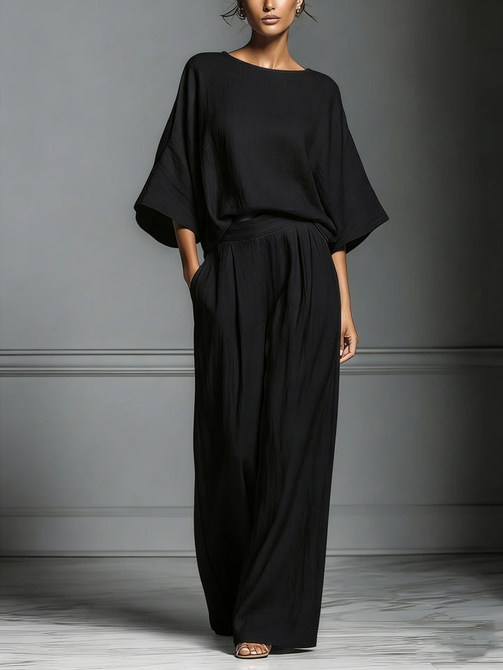 Selvara | Elegant Linen Flare-Sleeve Set