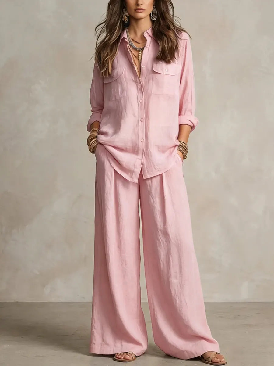 Women's Casual Drift Wide-leg Pants Set