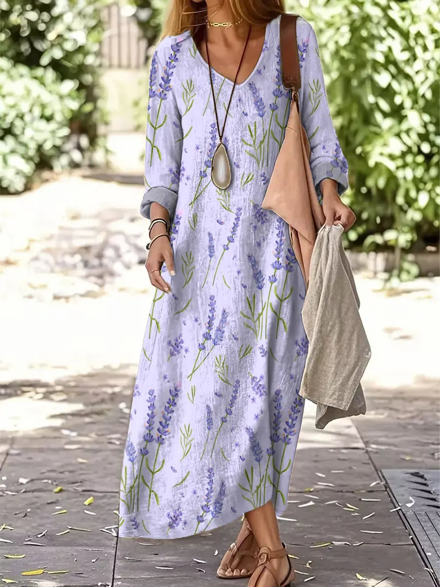 Women's Vintage Floral Pattern Art Print Casual Dress