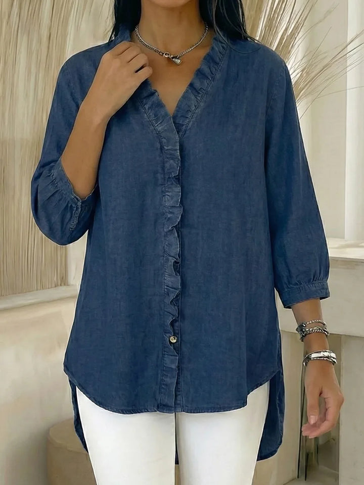 Elira | Blouse – Denim Ruffle Fit