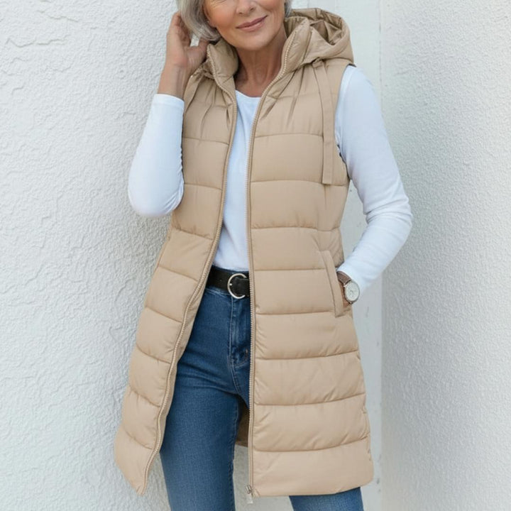 RAIN | Casual Sleeveless Hood Long Puffer Vest