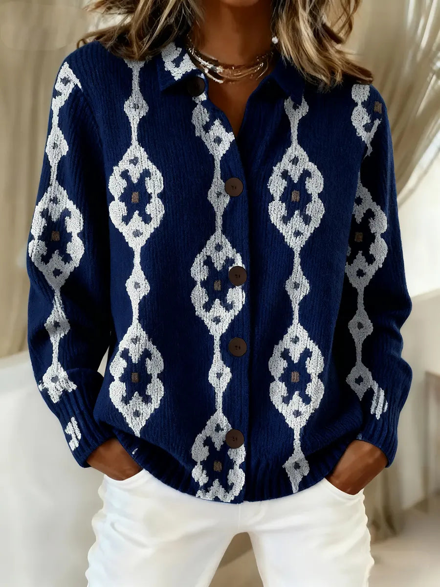 Women's Vintage Abstract Geometry Art Print Casual Sweater