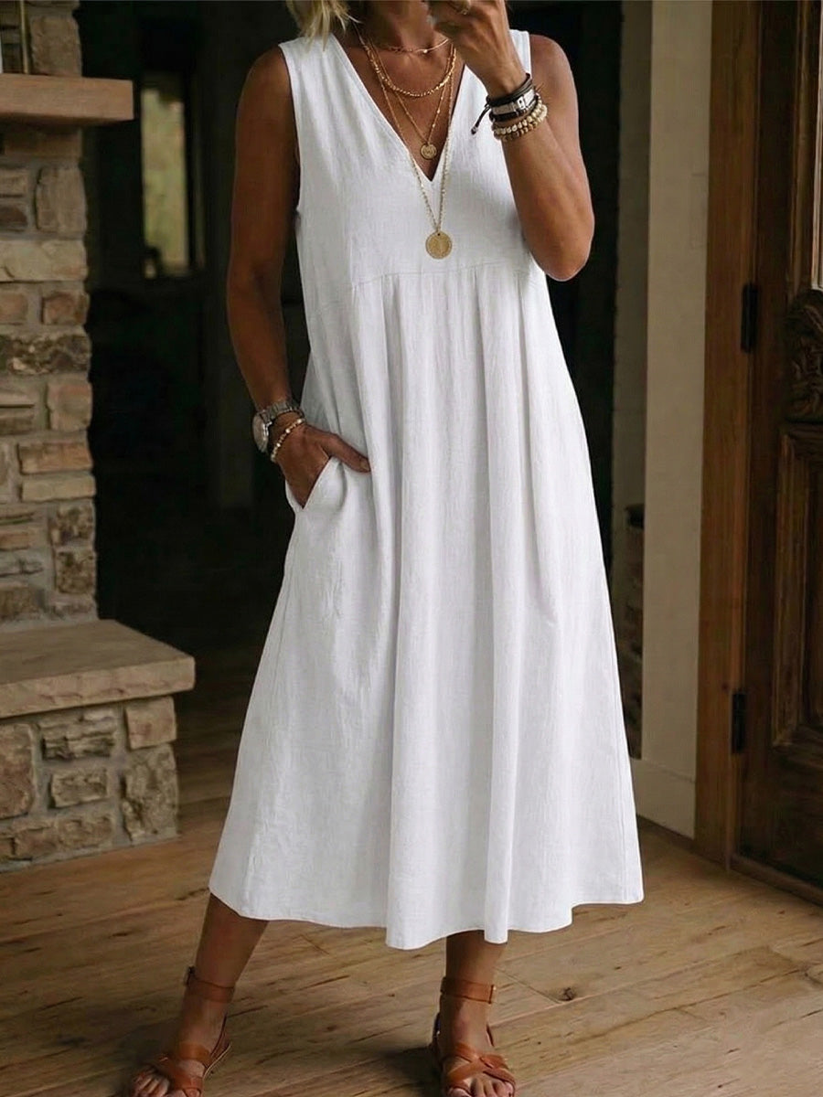 Women's V-neck Sleeveless Dress