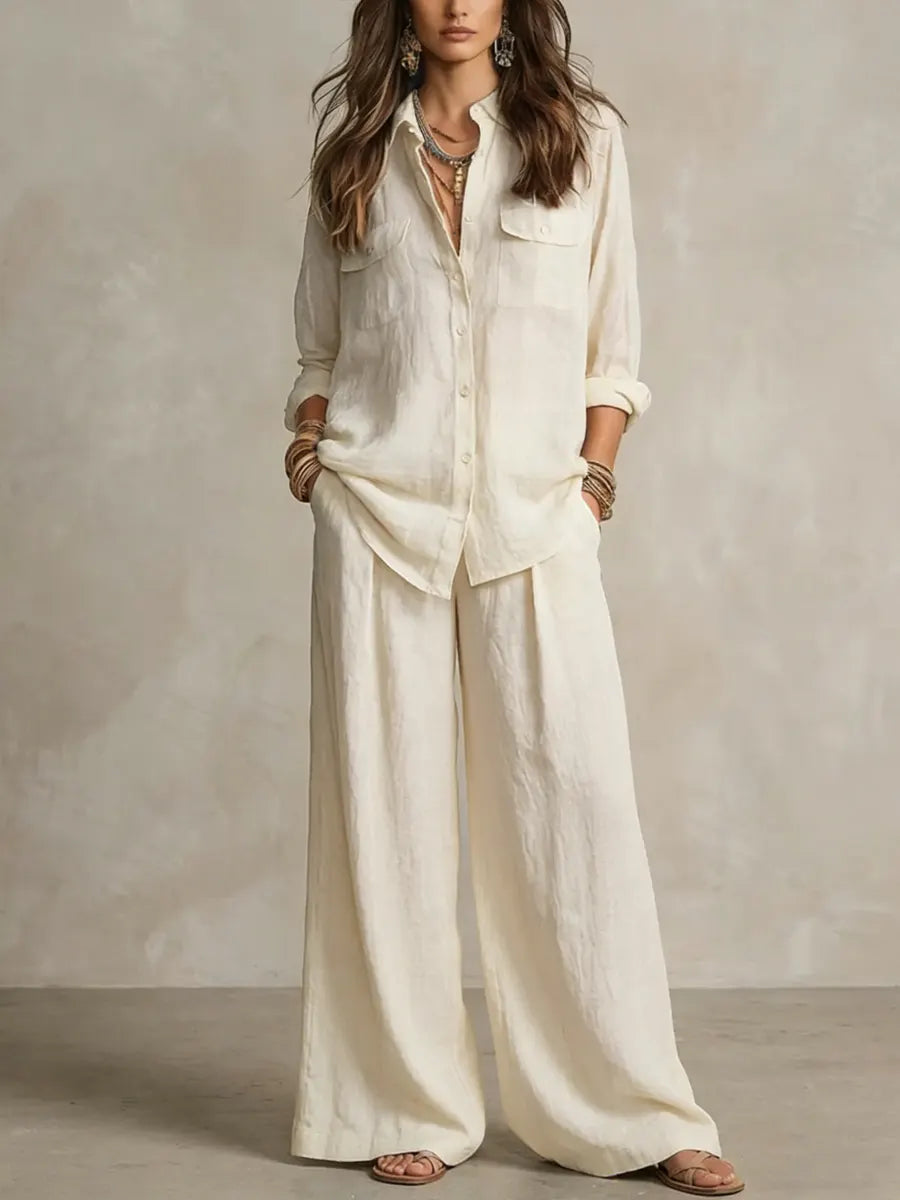 Women's Casual Drift Wide-leg Pants Set