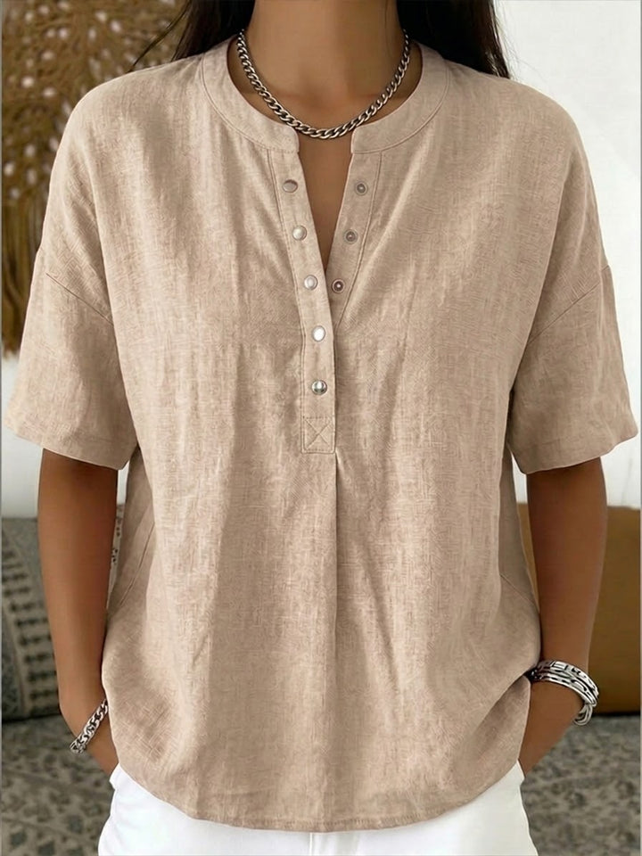 Casual Henley Collar Drift Short-sleeve Shirt