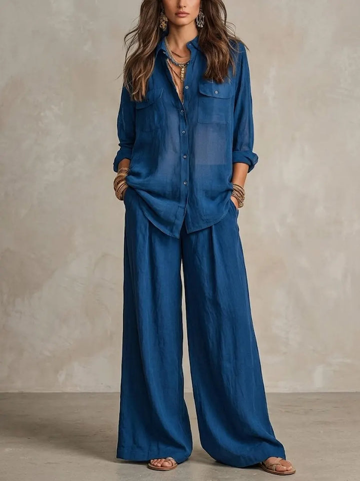 Women's Casual Drift Wide-leg Pants Set