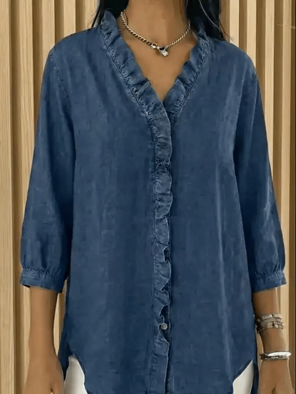 Elira | Blouse – Denim Ruffle Fit