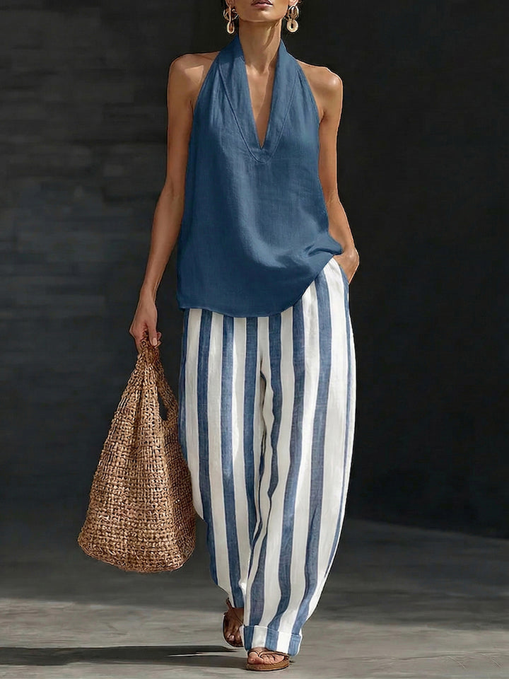 Classic Cozy Striped blend Two-piece Set