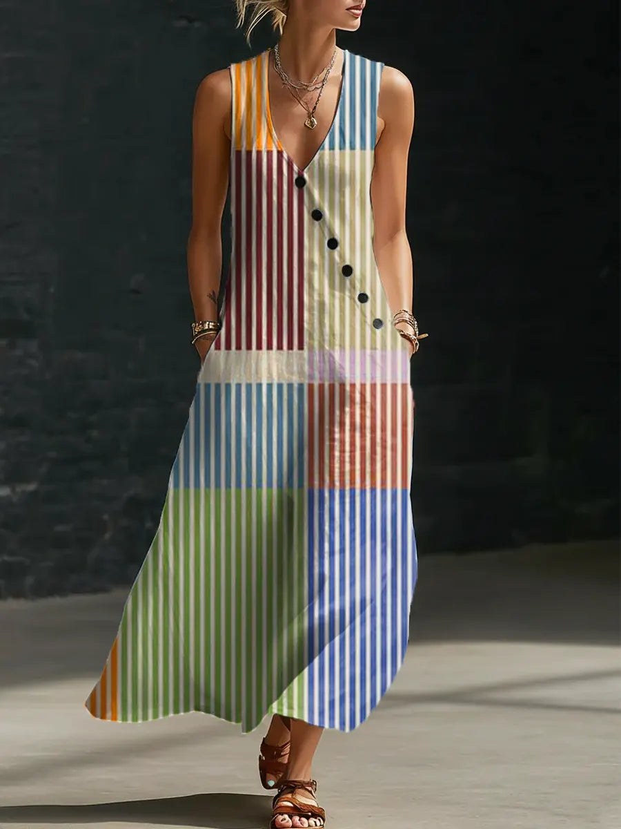 Women's Geometric Pattern Art Print Casual Drift Dress