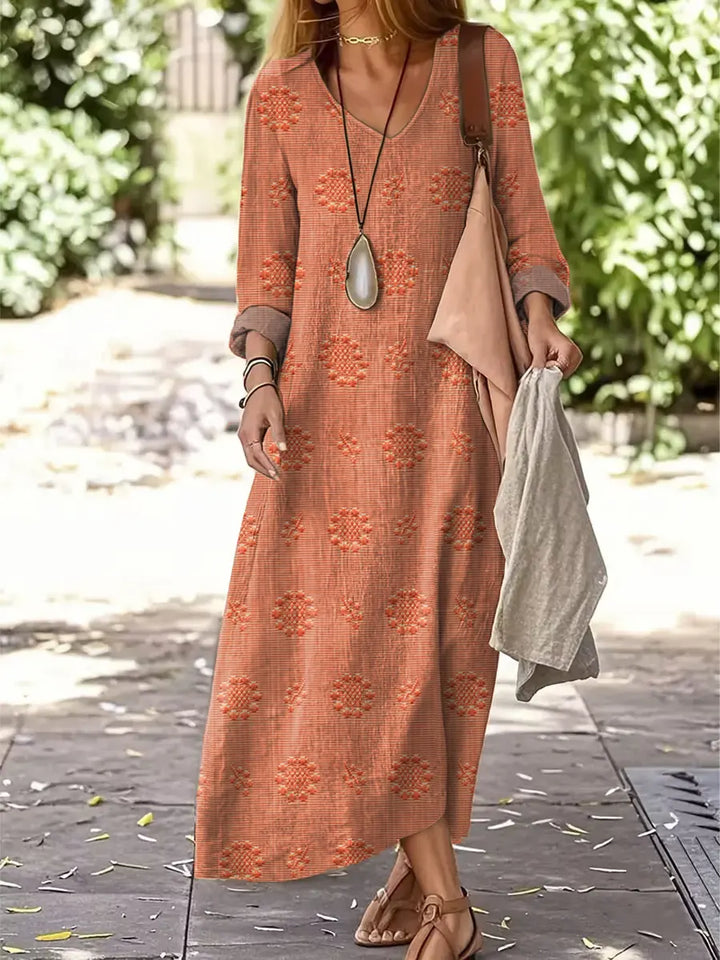 Women's Vintage Floral Pattern Art Print Casual Dress