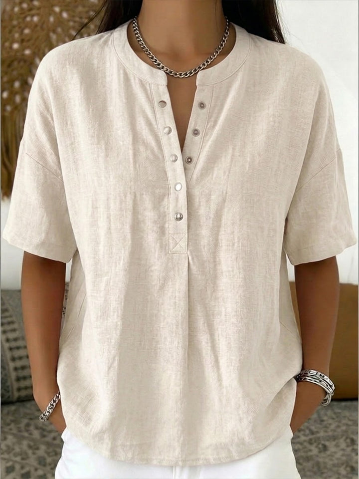 Casual Henley Collar Drift Short-sleeve Shirt