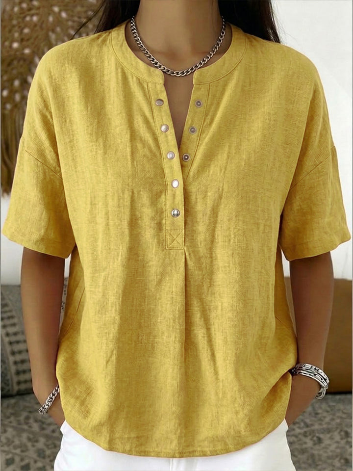 Casual Henley Collar Drift Short-sleeve Shirt