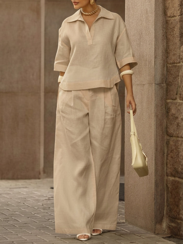 Women's Casual Breeze Shirt And Wide-leg Pants Two-piece Set