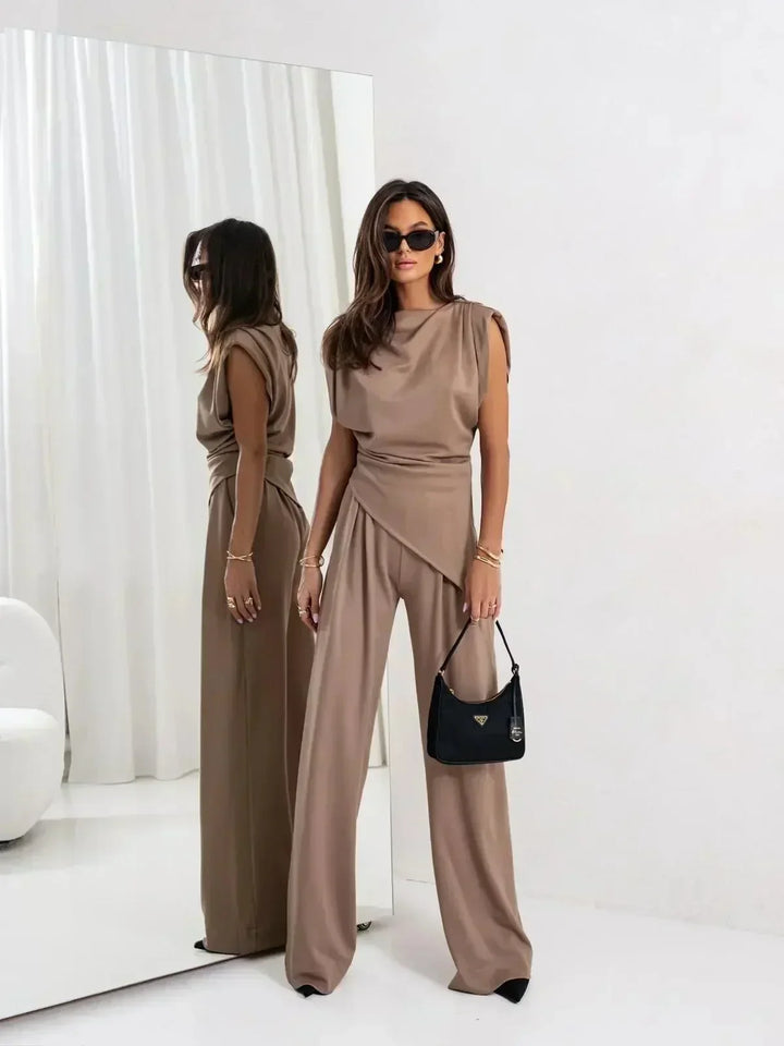 Revelle Studio — Draped Wide-Leg Jumpsuit