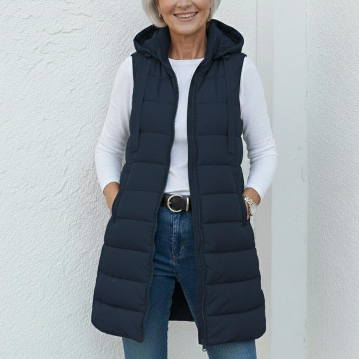 RAIN | Casual Sleeveless Hood Long Puffer Vest
