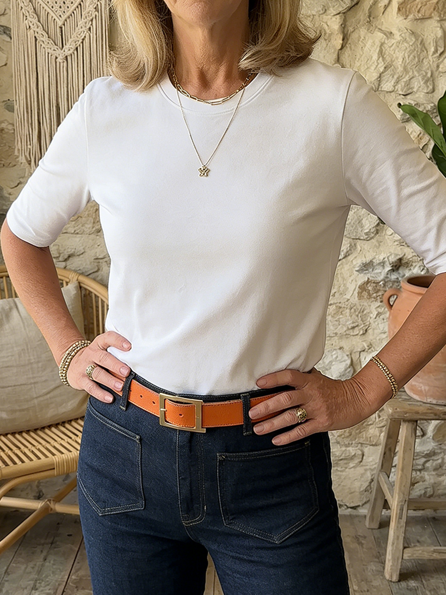 Cozy Minimalist Half-sleeve 100% T-shirt