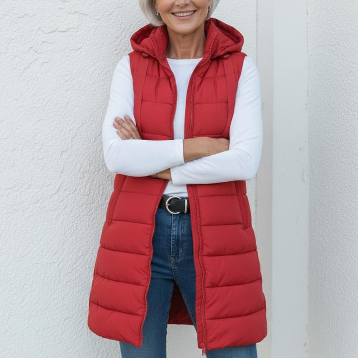 RAIN | Casual Sleeveless Hood Long Puffer Vest